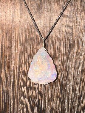 Handcrafted Angel Aura With silver hardware necklace and pendant